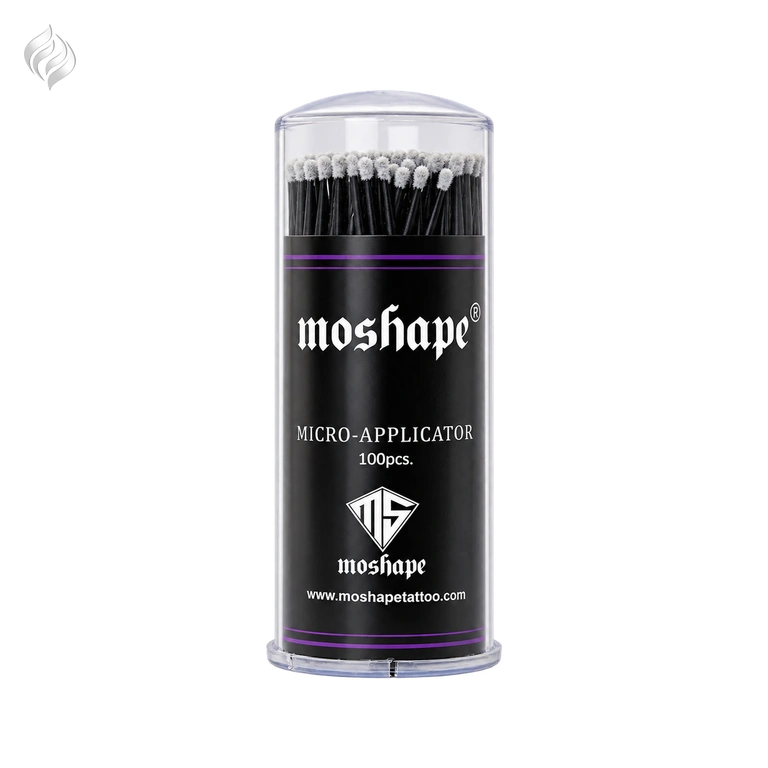 ظرف میکروبراش موشیپ Moshape Micro Applicator با دسته‌های مشکی و برچسب 100pcs