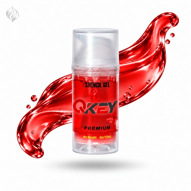 بطری ژل انتقال طرح QKEY Premium Stencil Gel با درپوش مشکی و برچسب 120 ml